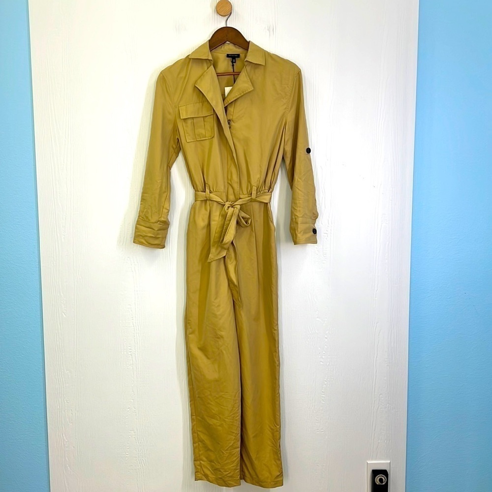 Who What Wear - Khaki Zipper Front Long Sleeve Chest Pocket Romper Size XS